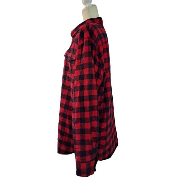 Lands' End Men's Large Buffalo Plaid Red Longs Sleeves Shirt Shacket Reversable - Picture 4 of 8